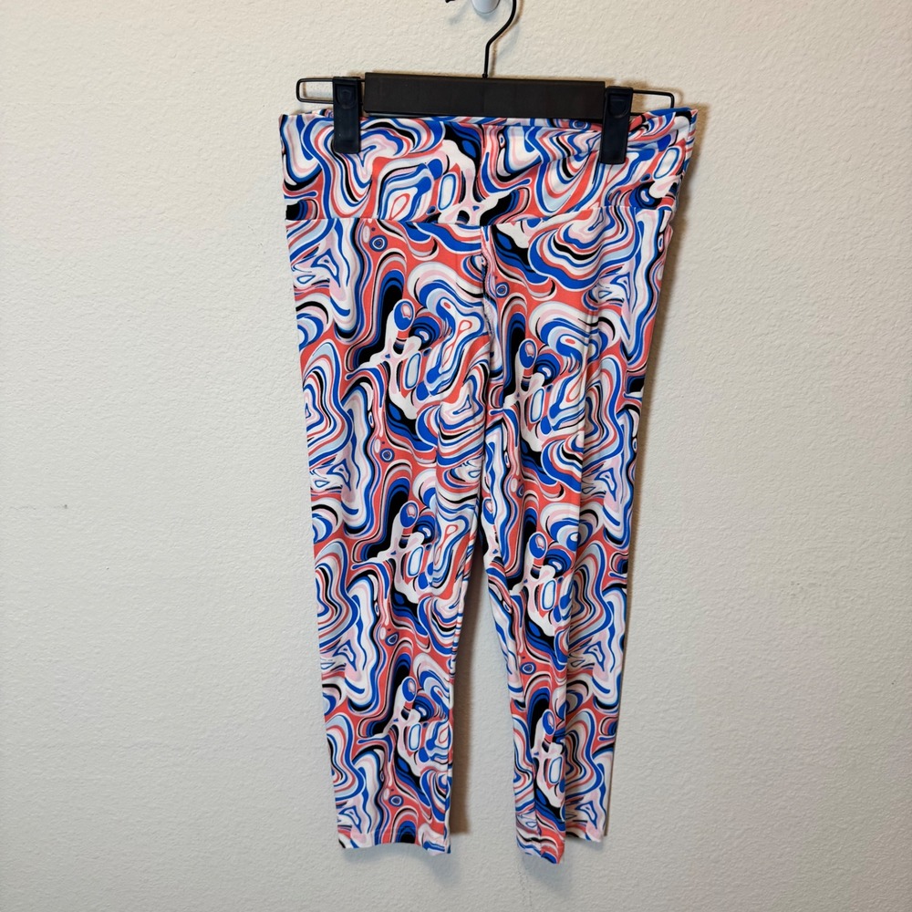 Sexy Basics Women's Size S Multicolor Swirl Print Cropped Leggings Activewear
